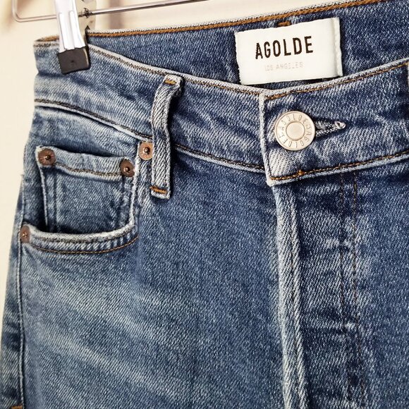 AGOLDE Nico High Rise Slim-Fit Distressed Jeans Shoreline Revolve Button Fly 23 - Picture 6 of 15